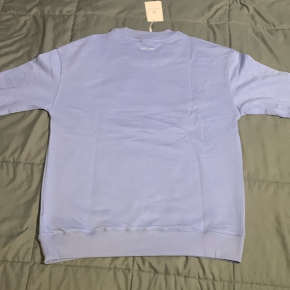 Anine Bing Sport Blue Sweater White Distressed Letter Embroidery Woman’s Small - Picture 2 of 3